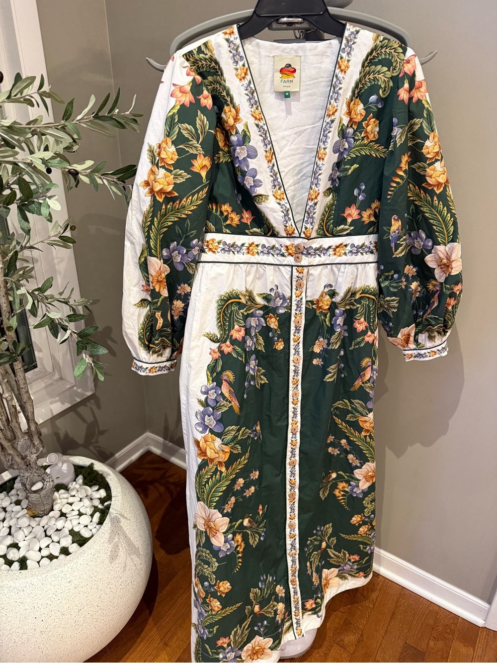 Farm Rio Nature green long sleeve floral Maxi dress - Picture 2 of 11